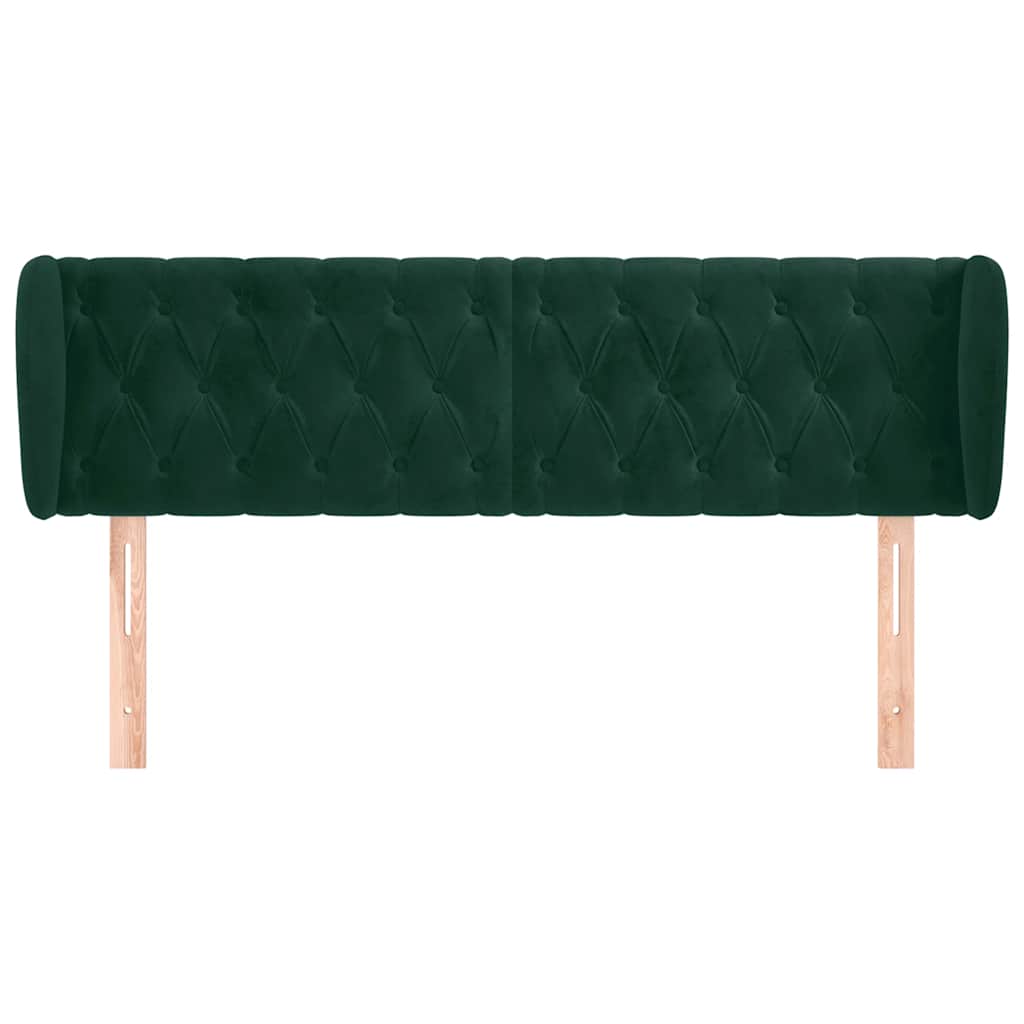 Cabeceira de cama c/ abas veludo 163x23x78/88cm verde-escuro