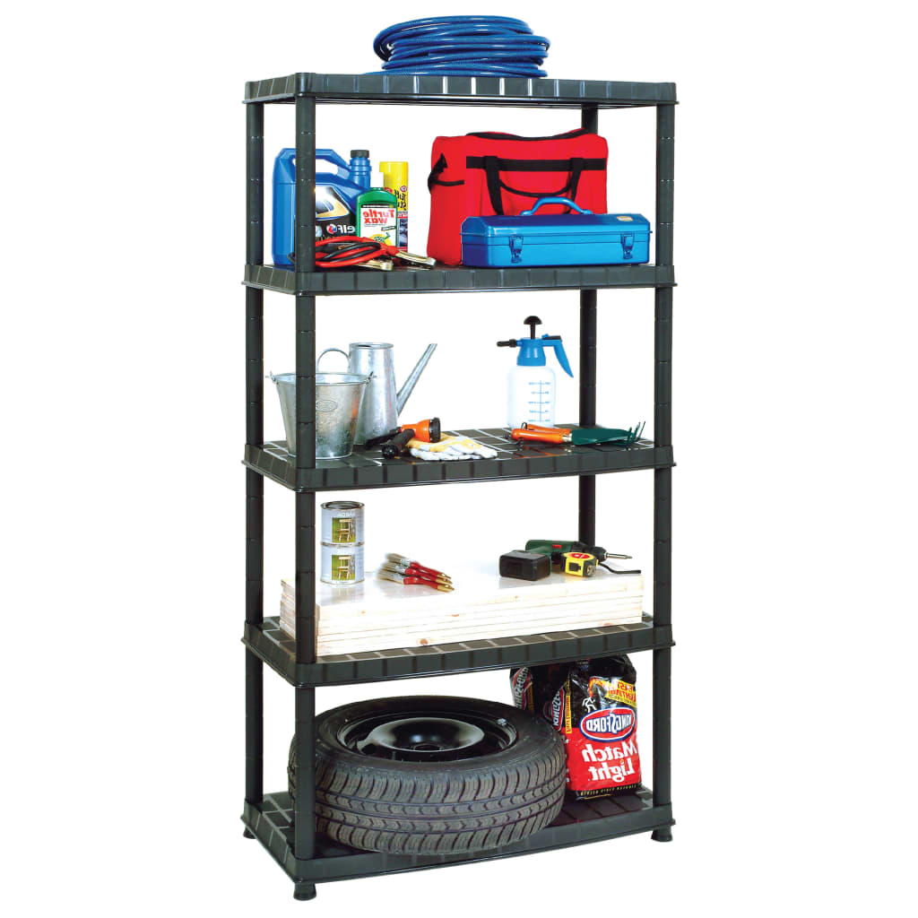 Unidade com 5 prateleiras 85x40x185 cm plástico preto
