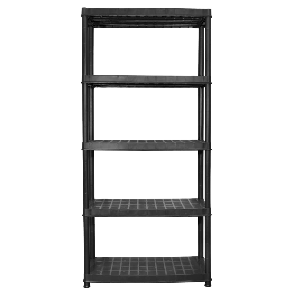 Unidade com 5 prateleiras 85x40x185 cm plástico preto