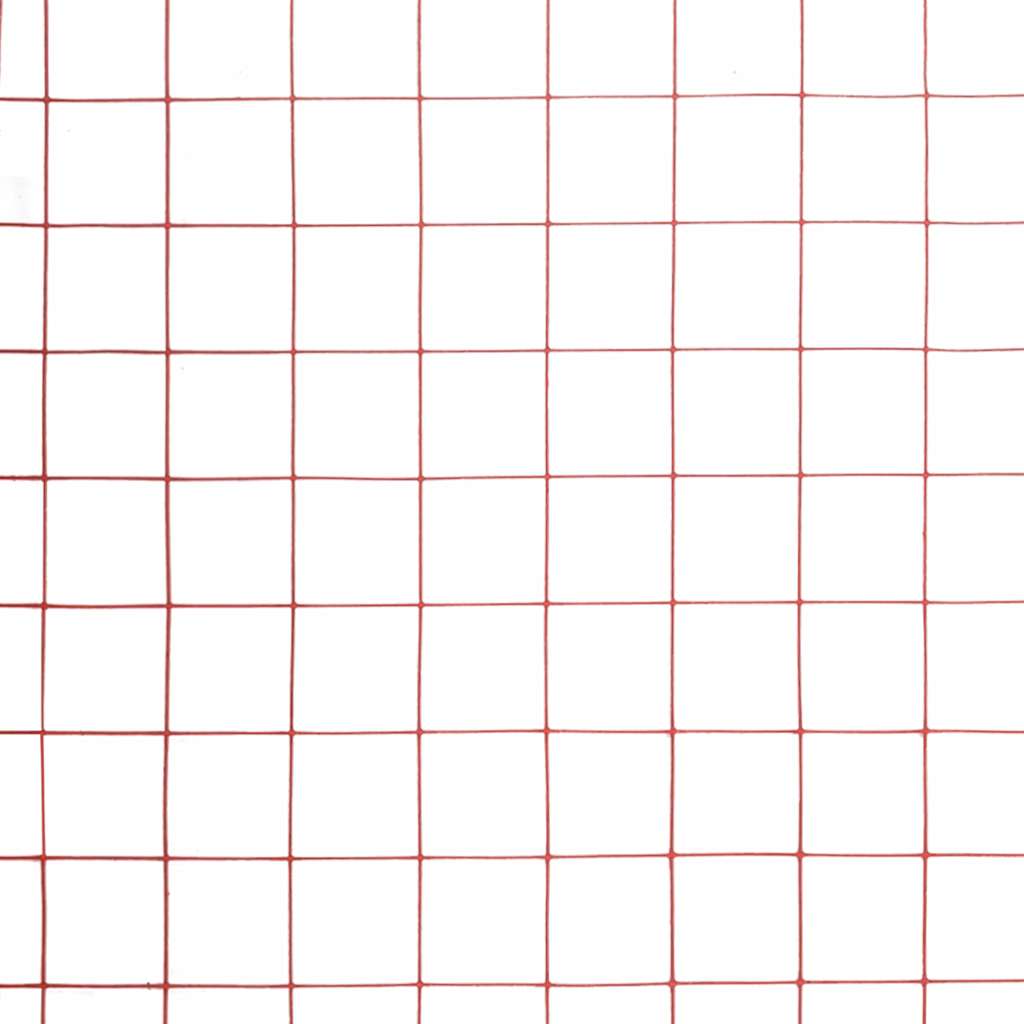 Cerca arame galinheiro 10x1 m aço c/ revestimento PVC vermelho