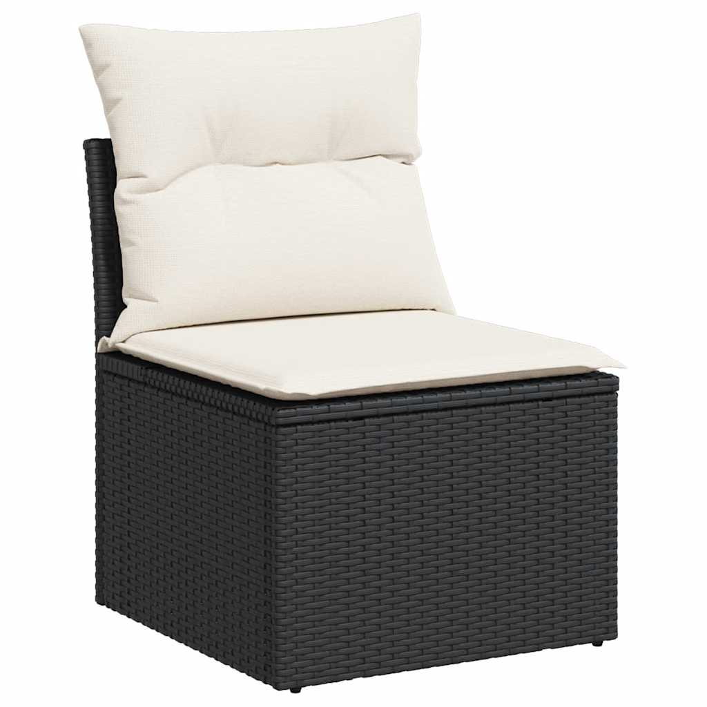 6 Pcs conjunto sofás de jardim c/ almofadões vime PE preto