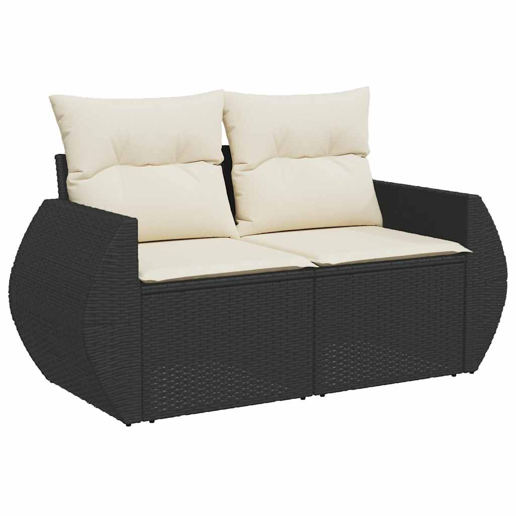 6 Pcs conjunto sofás de jardim c/ almofadões vime PE preto