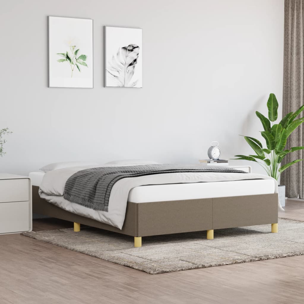 Cama sem colchão 140x190 cm tecido castanho-acinzentado