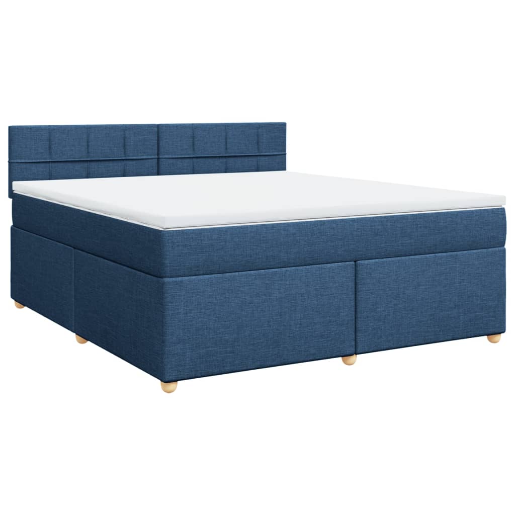 Cama com molas/colchão 180x200 cm tecido azul