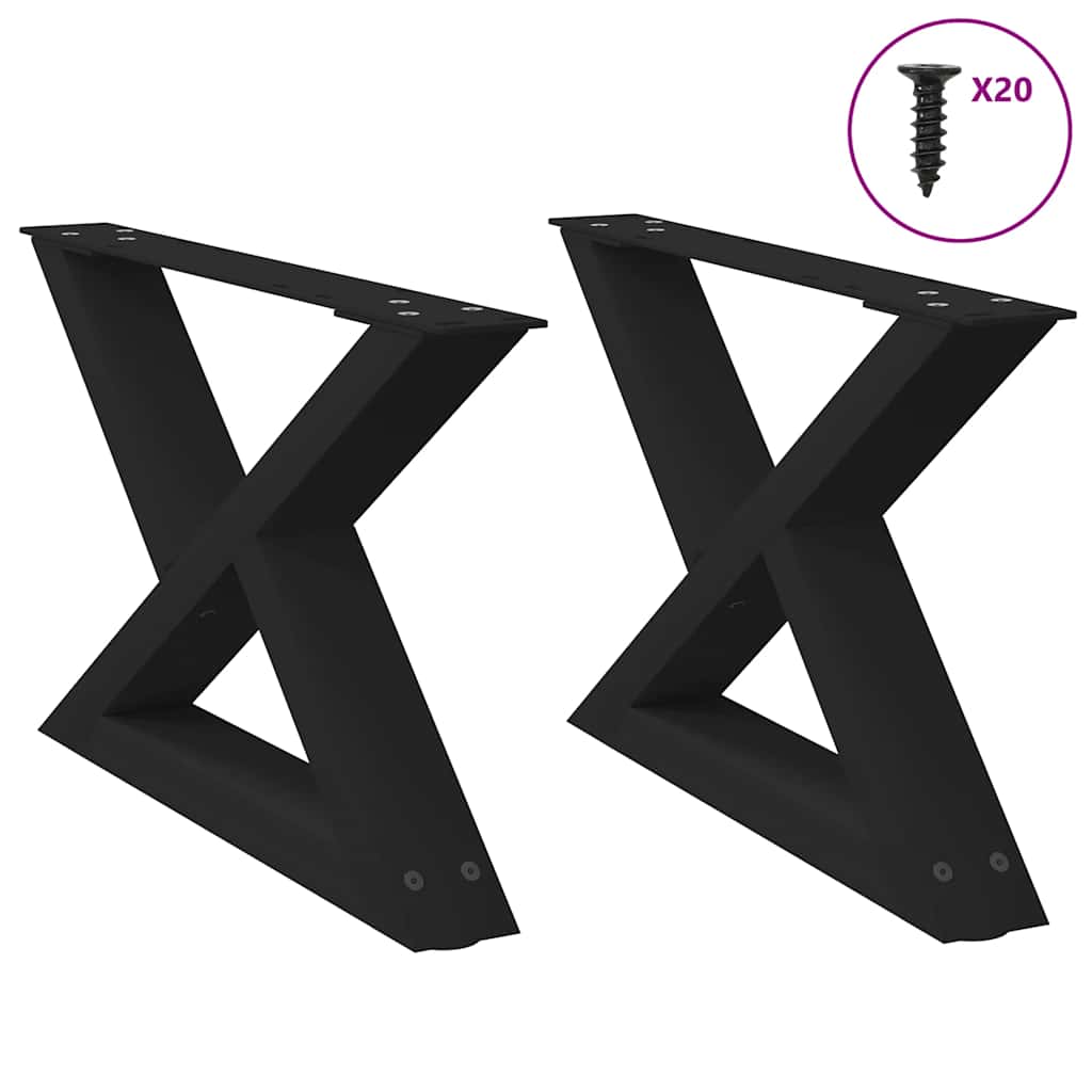 Pés para mesa de centro 2 peças preto 50x(30-31,3) cm aço