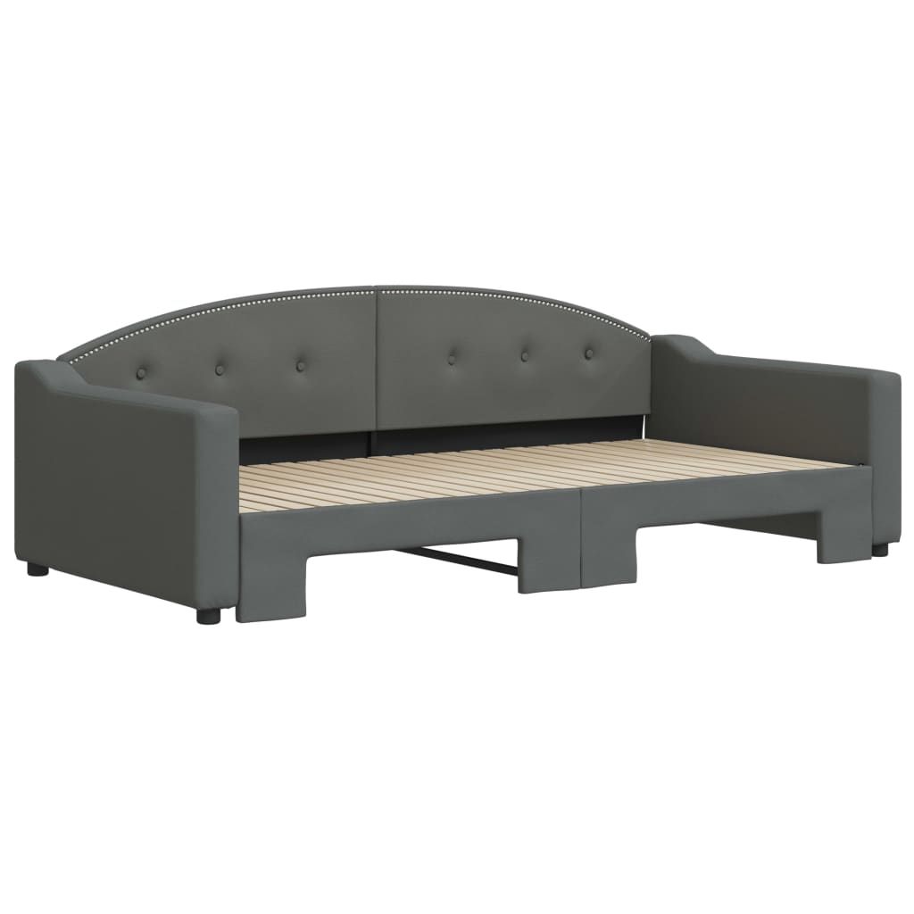 Sofá-cama com gavetão 100x200 cm tecido cinzento-escuro