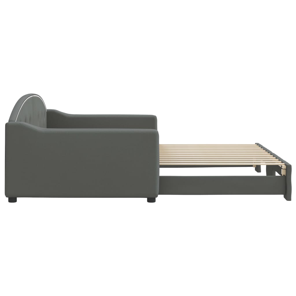 Sofá-cama com gavetão 100x200 cm tecido cinzento-escuro