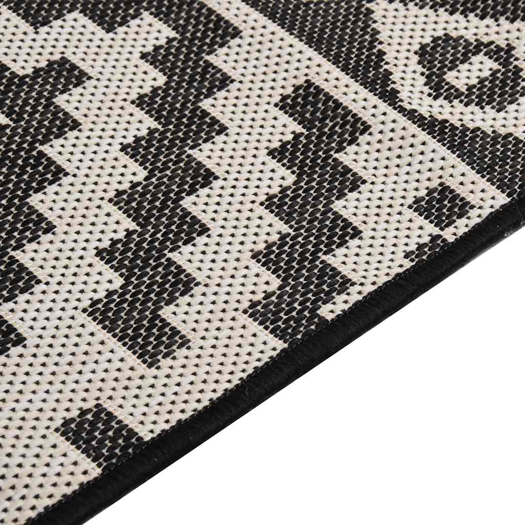 Tapete de tecido plano para exterior 120x170 cm riscas pretas