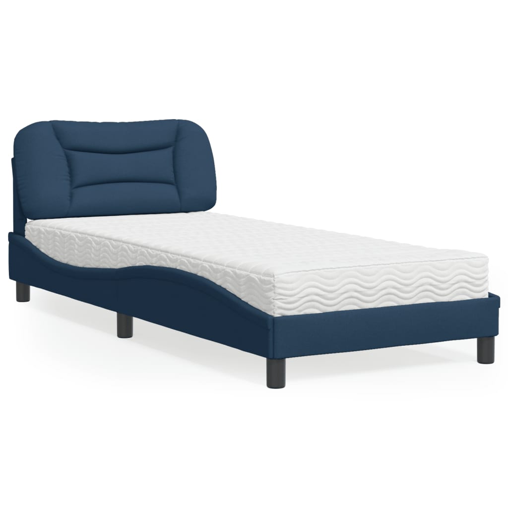 Cama com colchão hvar 80x200 cm tecido azul