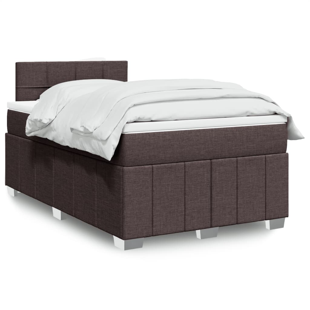 Cama boxspring com colchão 120x190 cm tecido castanho-escuro