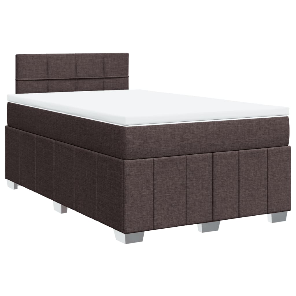 Cama boxspring com colchão 120x190 cm tecido castanho-escuro