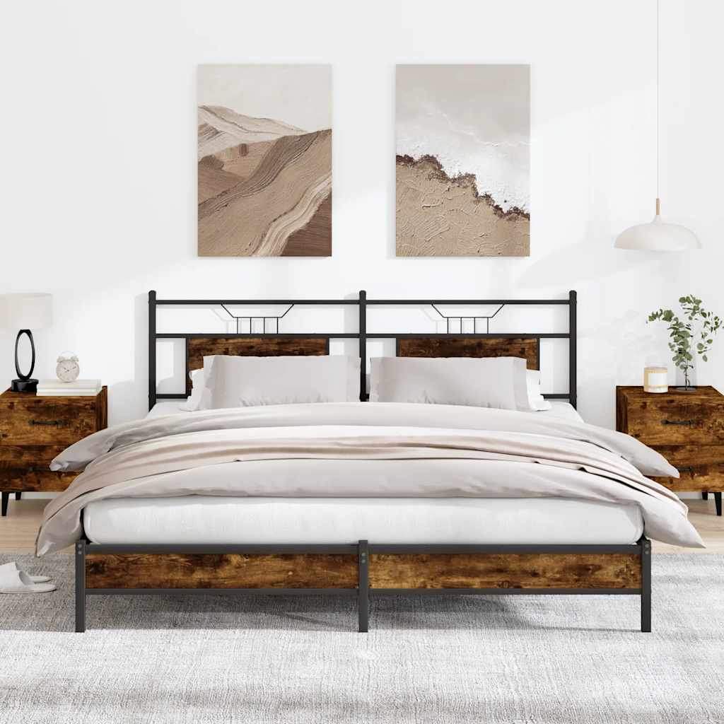 Estrutura de cama sem colchão 183x203 cm carvalho fumado