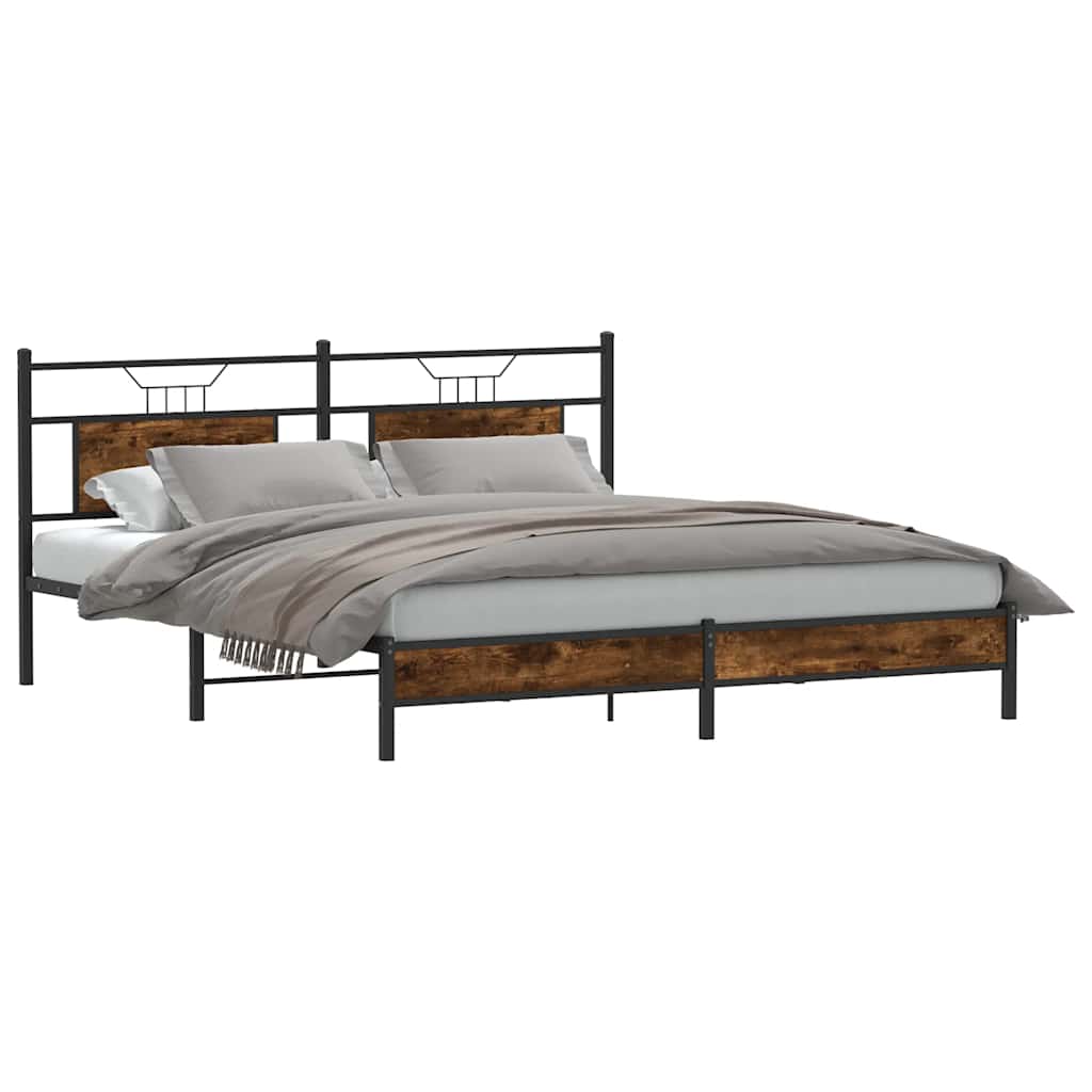 Estrutura de cama sem colchão 183x203 cm carvalho fumado