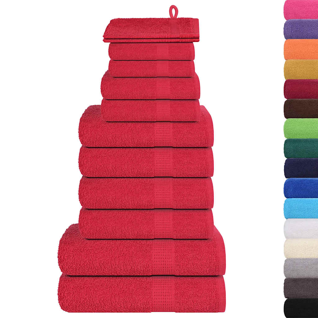 12Pcs conjunto de toalhas frogn 360 g/m² vermelho
