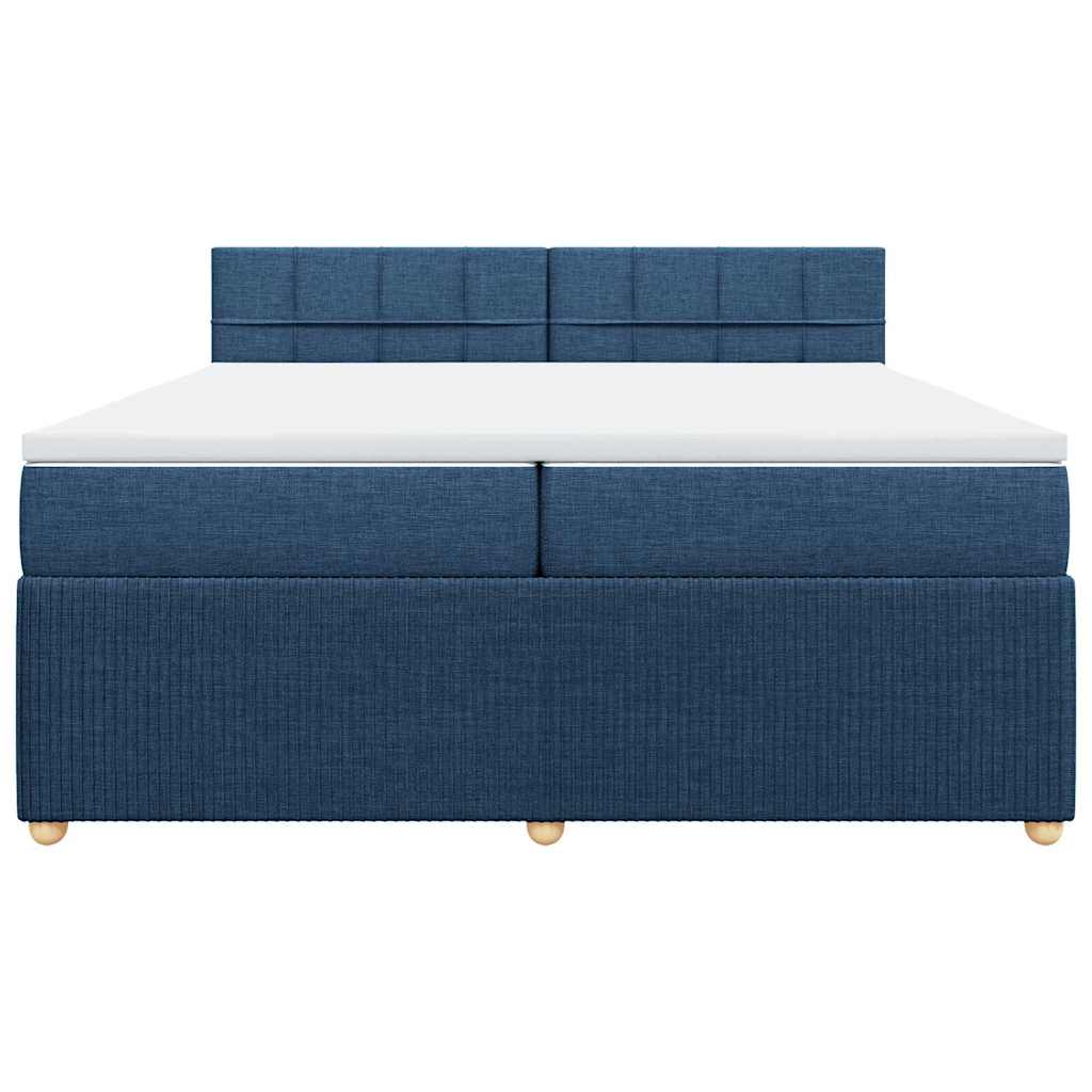 Cama com molas/colchão 200x200 cm tecido azul