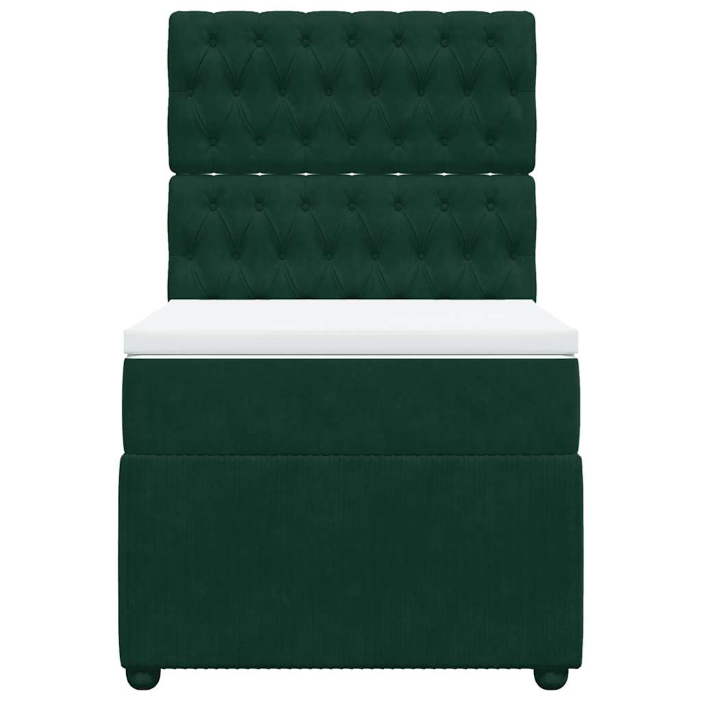 Cama com molas/colchão 80x200 cm veludo verde-escuro