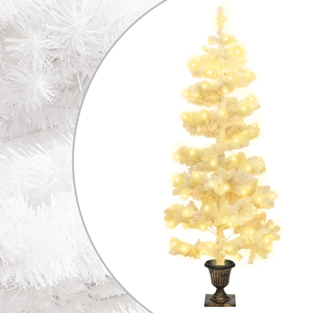 Árvore de natal rotativa pré-iluminada + vaso PVC 120 cm branco