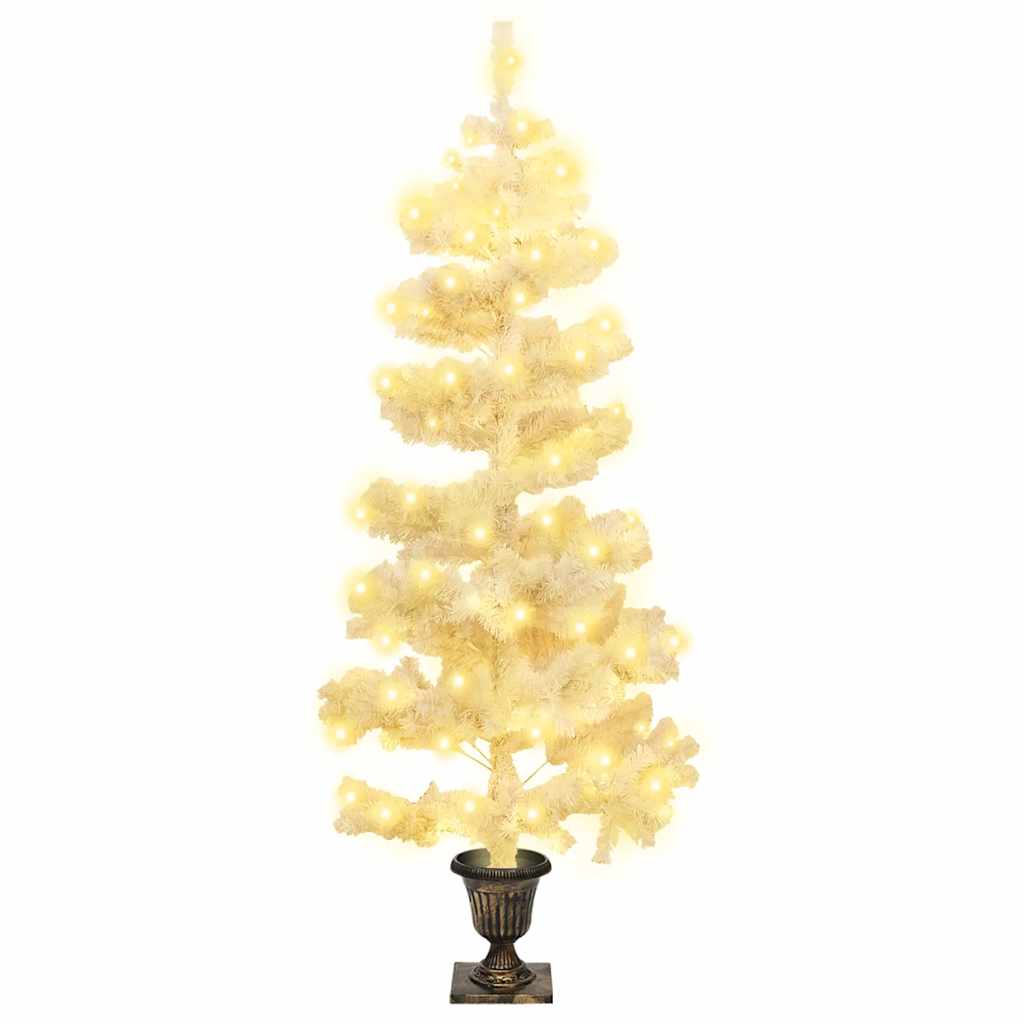 Árvore de natal rotativa pré-iluminada + vaso PVC 120 cm branco