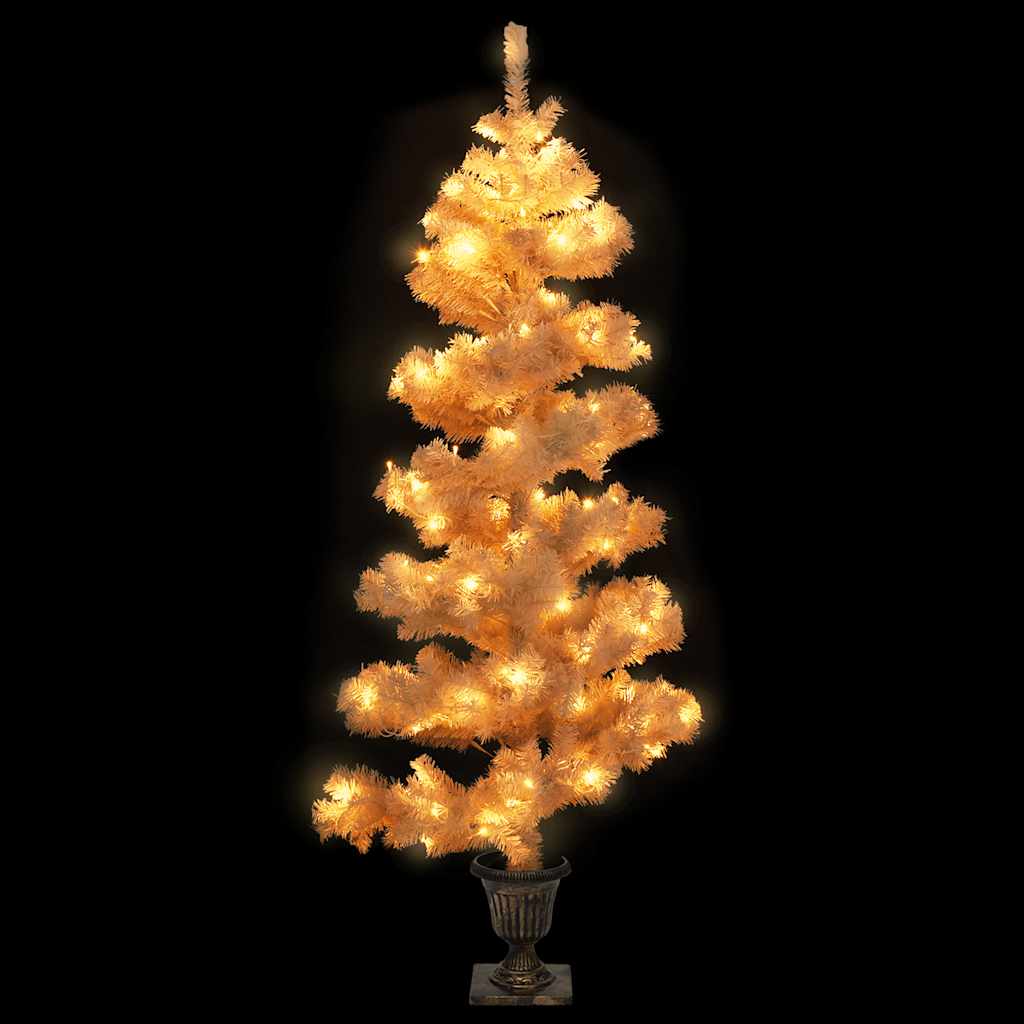 Árvore de natal rotativa pré-iluminada + vaso PVC 120 cm branco