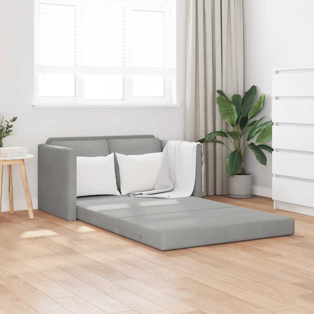 Sofá-cama sem pés 122x204x55 cm veludo cinzento-claro