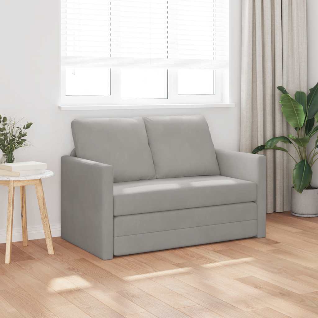 Sofá-cama sem pés 122x204x55 cm veludo cinzento-claro