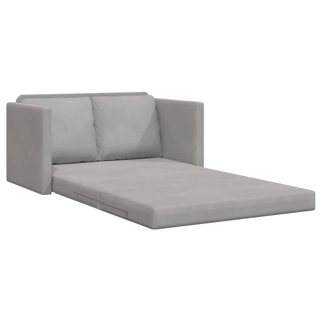Sofá-cama sem pés 122x204x55 cm veludo cinzento-claro