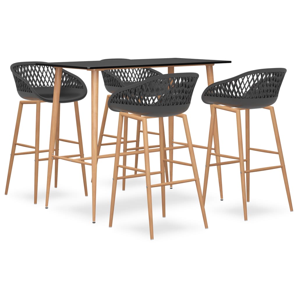 5 Pcs conjunto de bar preto e cinzento