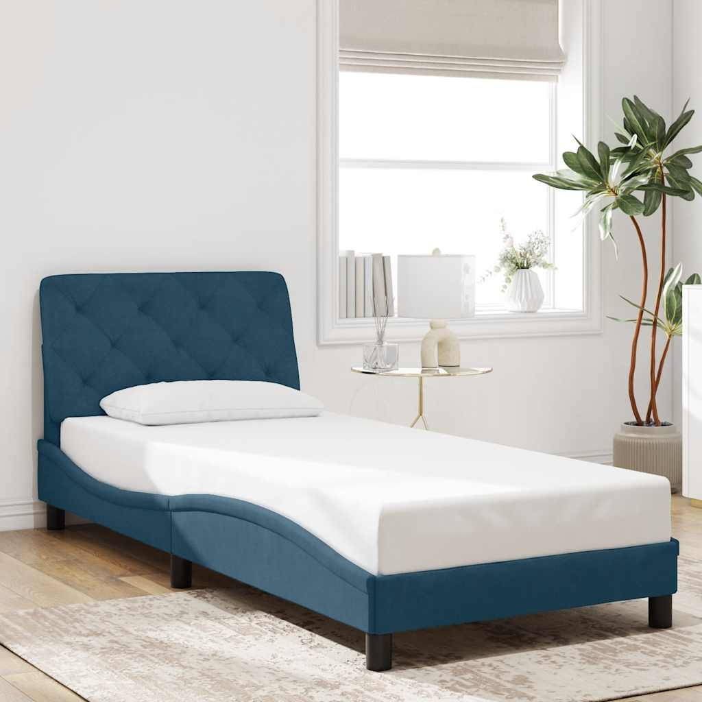 Estrutura de cama sem colchão 90x200 cm veludo azul