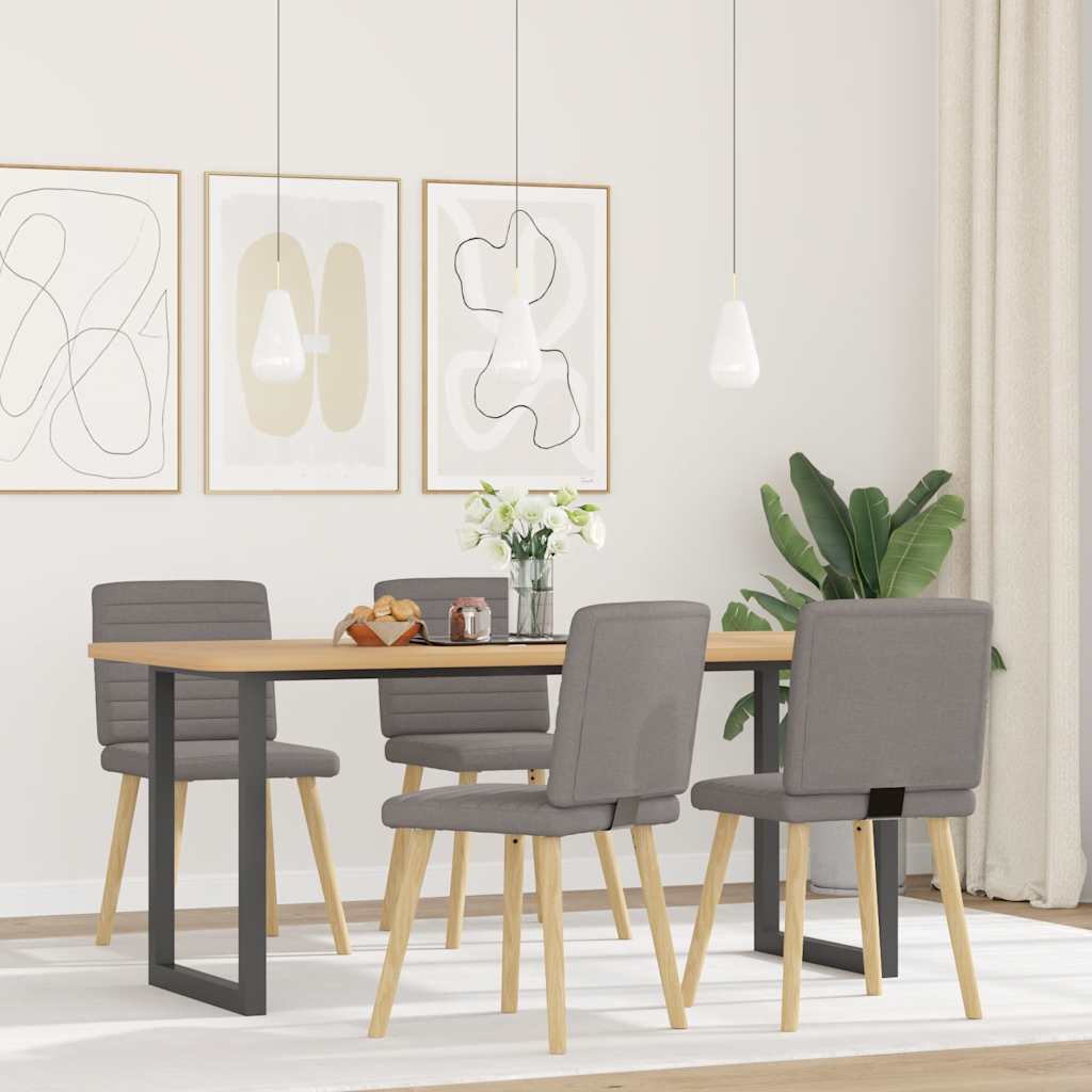 Cadeiras de jantar 4 pcs tecido cinzento-acastanhado