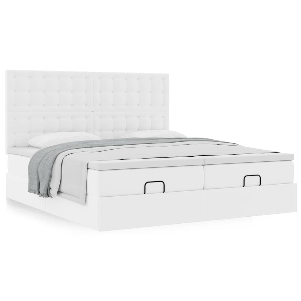 Estrutura de cama otomana com colchões 180x200 cm branco puro