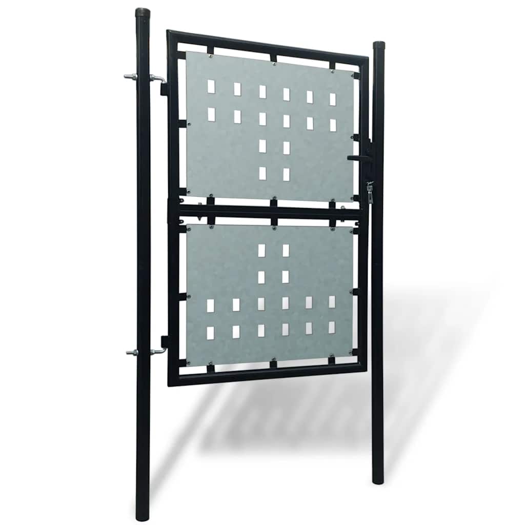 Portão de cerca de porta única preto 100x125 cm