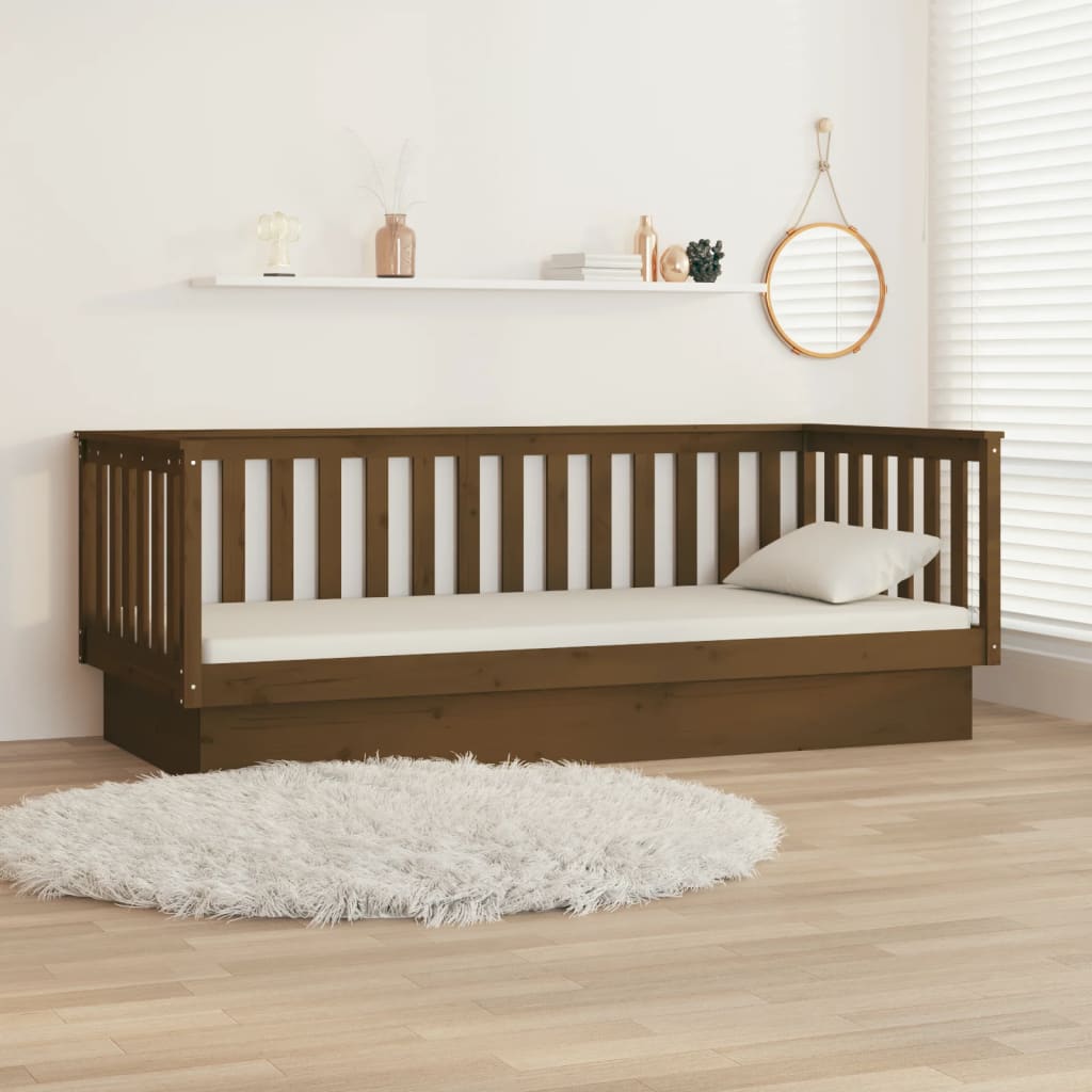Sofá-cama 80x200 cm madeira de pinho maciça castanho mel