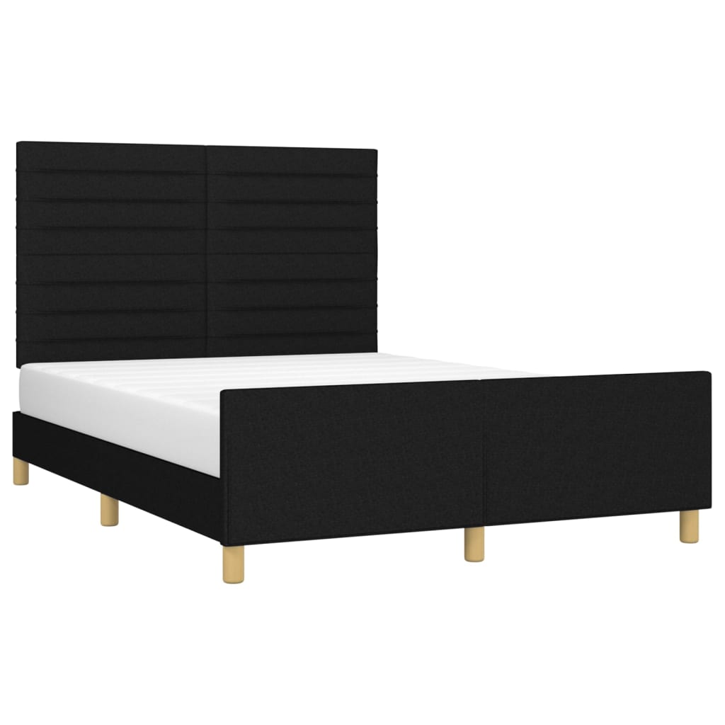 Estrutura de cama sem colchão 140x190 cm tecido preto