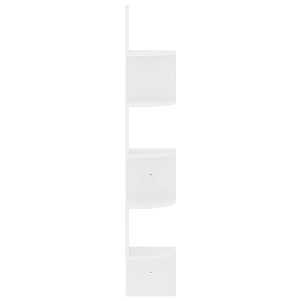 Estante de canto p/ parede derivados madeira branco brilhante