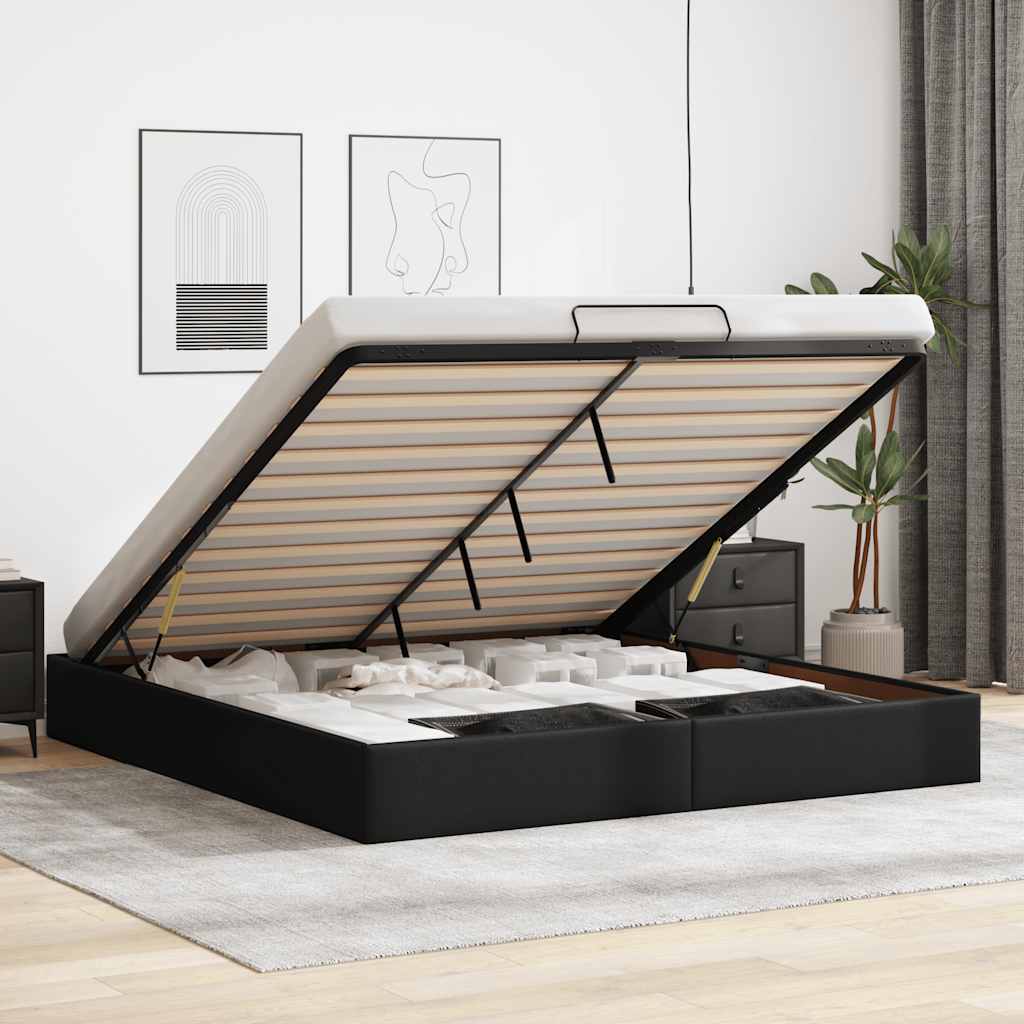 Estrutura de cama otomana sem colchão 200x200 cm preto