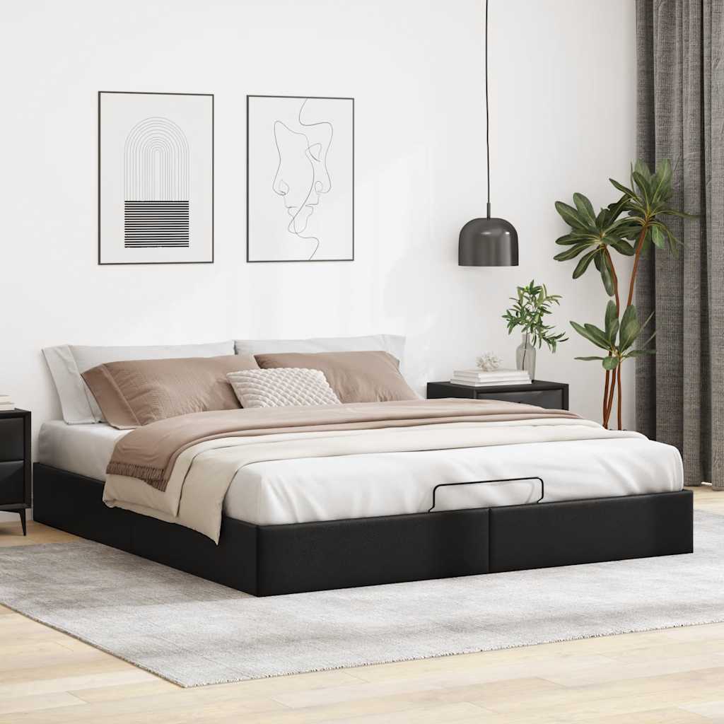Estrutura de cama otomana sem colchão 200x200 cm preto