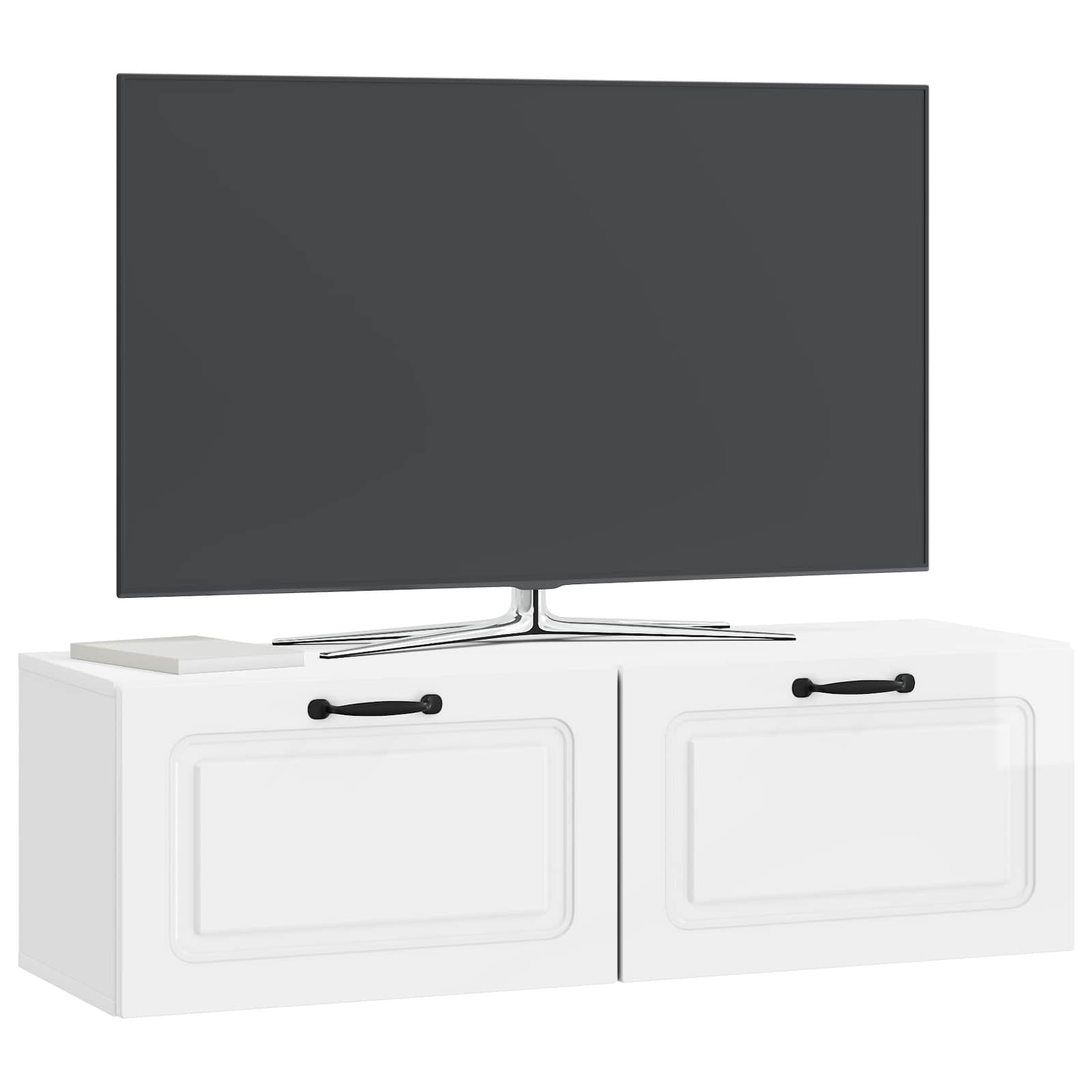 Gabinete de TV de parede branco brilhante 98 x 31 x 30 cm