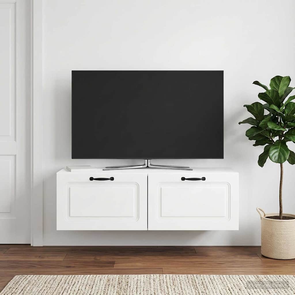 Gabinete de TV de parede branco brilhante 98 x 31 x 30 cm