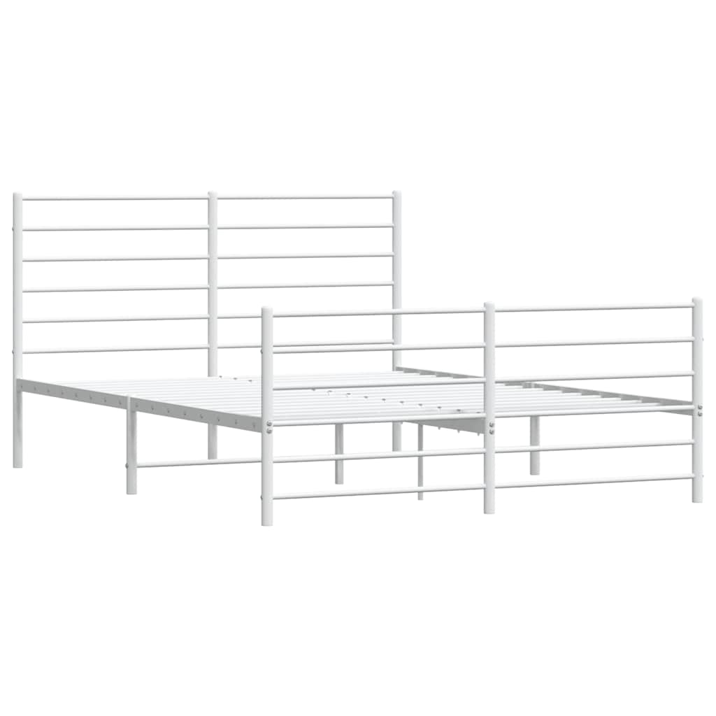 Estrutura de cama com cabeceira e pés 140x200 cm metal branco