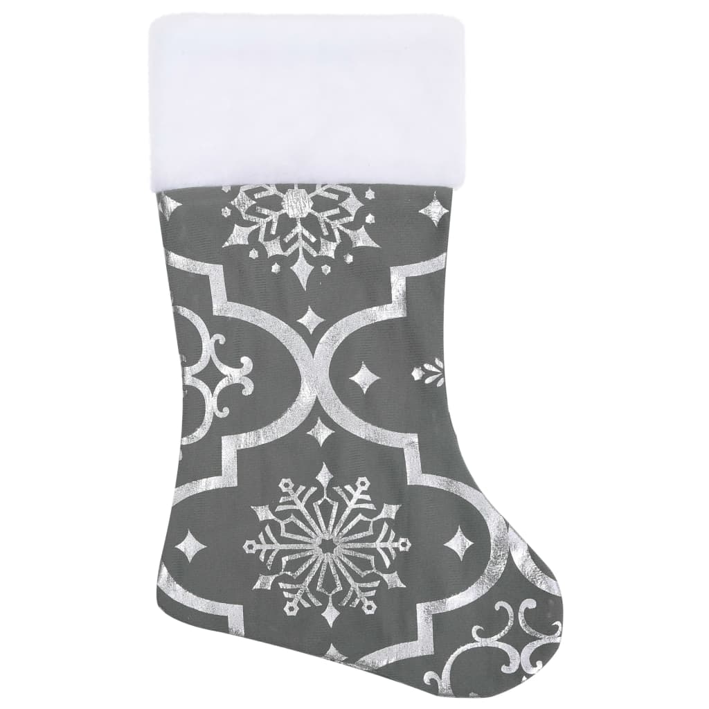 Saia de árvore de natal luxuosa 90 cm com meia tecido cinzento
