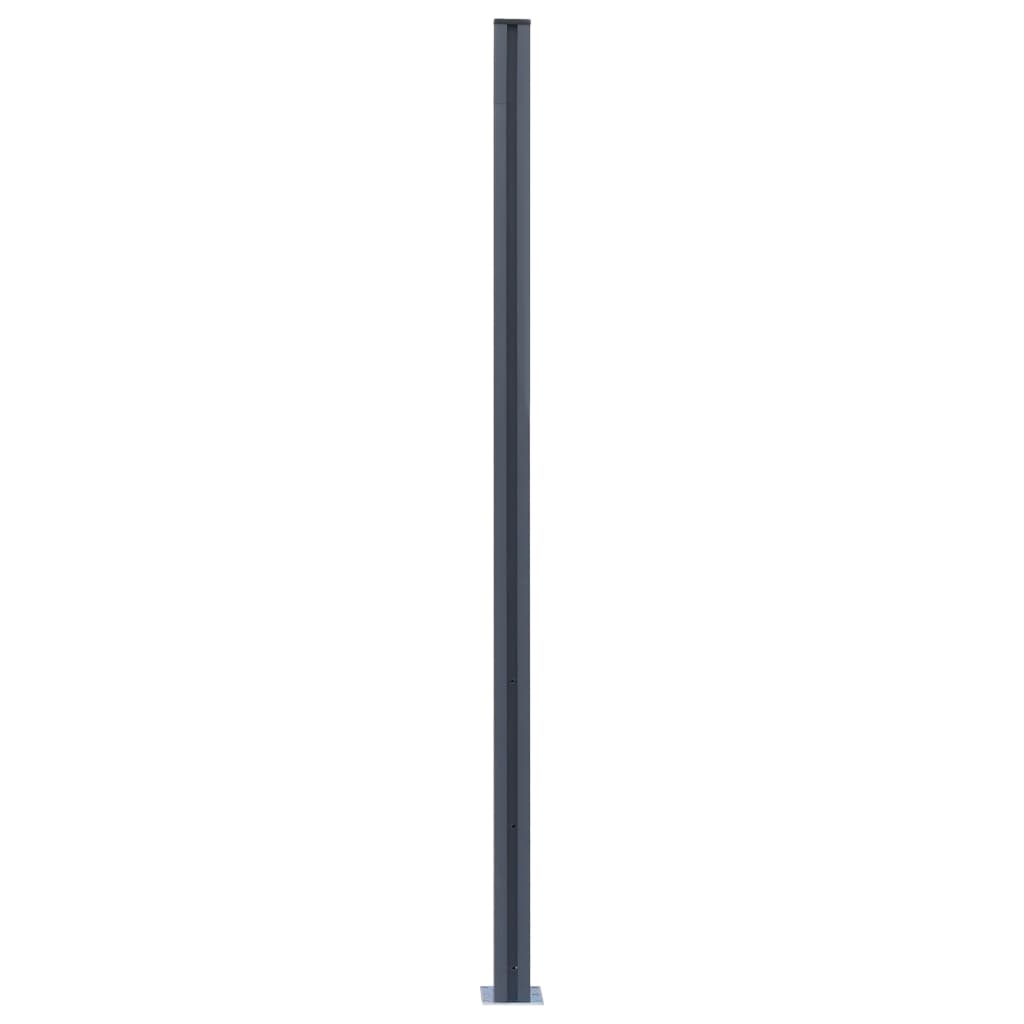 Postes de cerca 3 pcs alumínio 185 cm cinzento-escuro