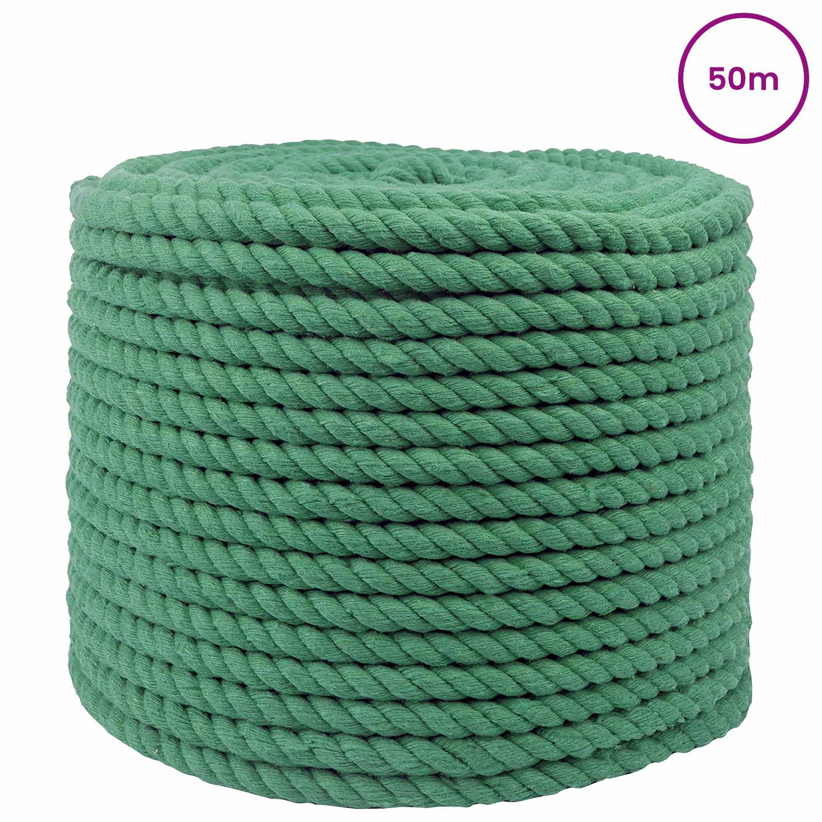 Corda de algodão 10 mm 50 m verde 100% algodão