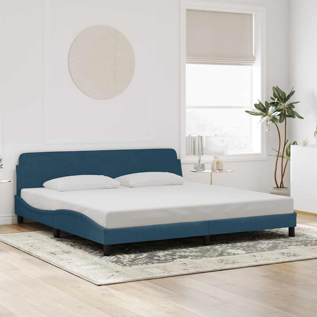 Estrutura de cama dover 200x200 cm veludo azul