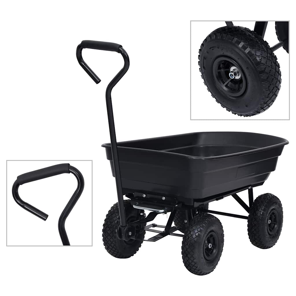 Carrinho de mão basculante para jardim 300 kg 75 l preto