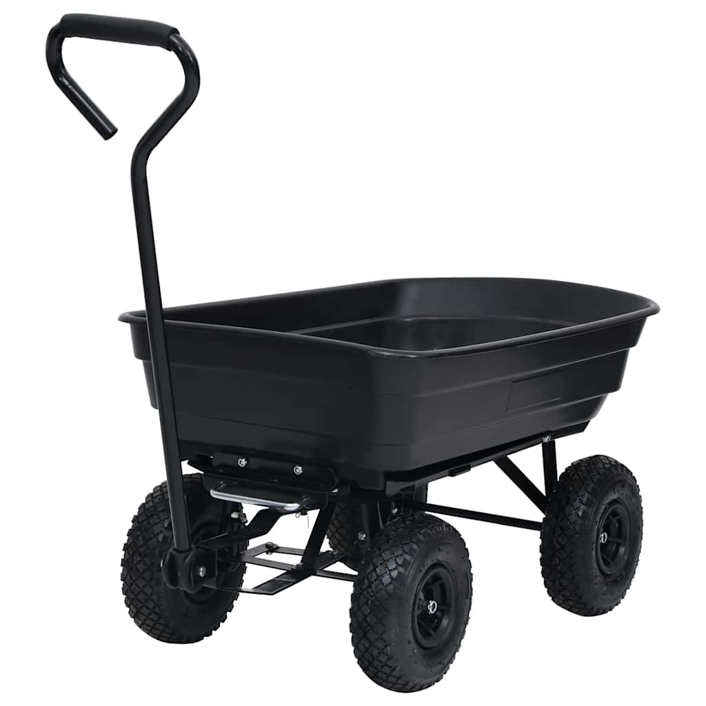 Carrinho de mão basculante para jardim 300 kg 75 l preto