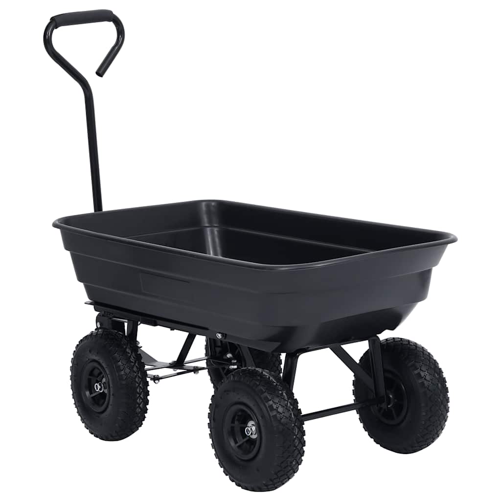 Carrinho de mão basculante para jardim 300 kg 75 l preto