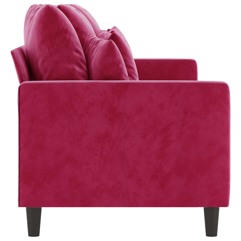 Sofá de 3 lugares veludo 180 cm vermelho tinto