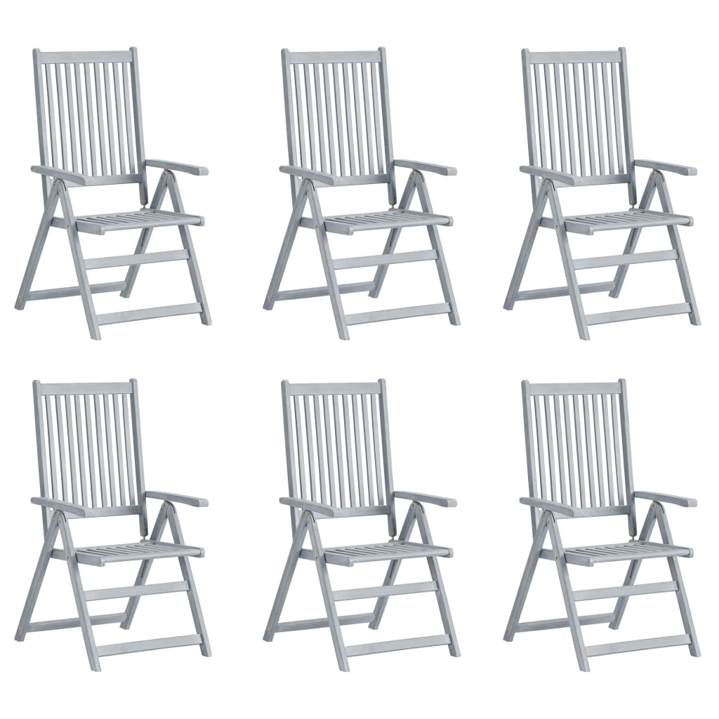 Cadeiras jardim reclináveis c/ almofadões 6 pcs acácia maciça