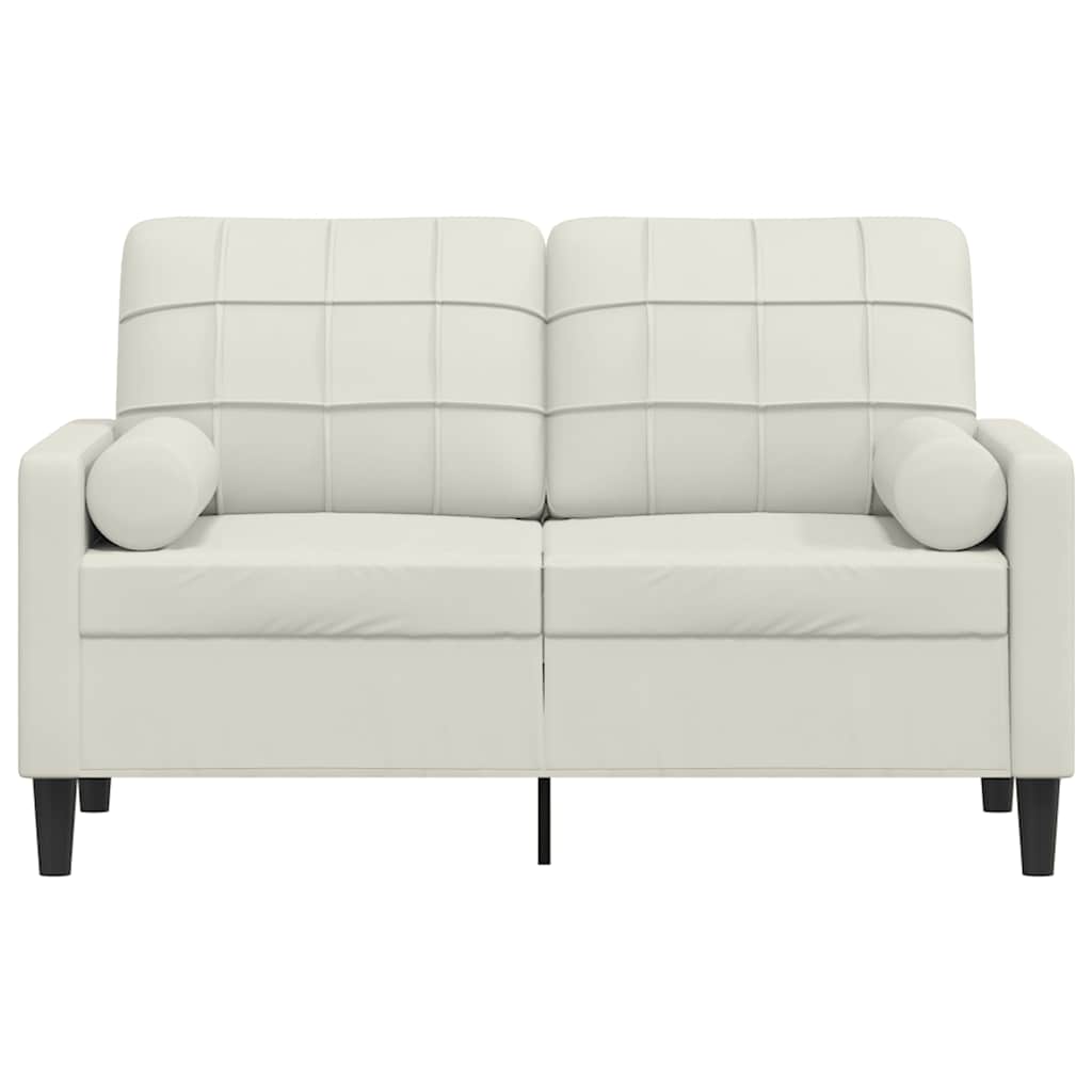 Sofá 2 lugares c/ almofadas decorativas 120 cm veludo creme