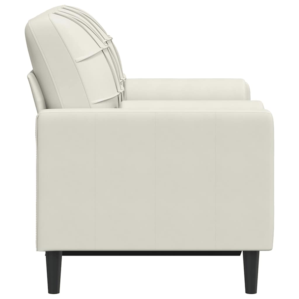 Sofá 2 lugares c/ almofadas decorativas 120 cm veludo creme